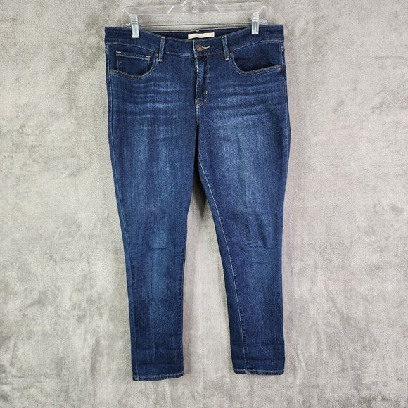 Men's LEVI'S 711 Blue Denim Jeans Skinny Dark Wash Mid Rise Size 31 - Picture 1 of 15